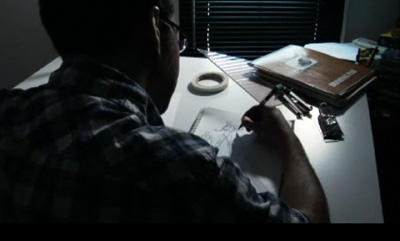 Kenny Velez in Sci-Fi Science on Discovery Science Kenny Velez drawing in Sci-Fi Science on Discovery Science